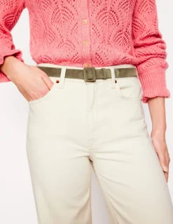 Suede Skinny Buckle Belt-Deep Olive-Boden Store