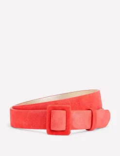 Suede Skinny Buckle Belt-Strawberry Tart Red-Boden Best