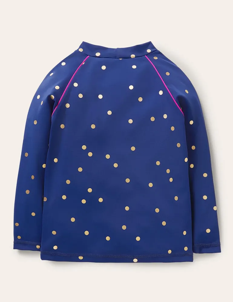 Sunsafe Patterned Rash Vest-Navy Rainbow Confetti Spot-Boden Cheap