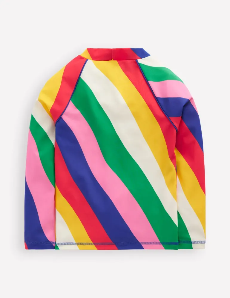 Sunsafe Patterned Rash Vest-Multi Rainbow Swirl-Boden Outlet
