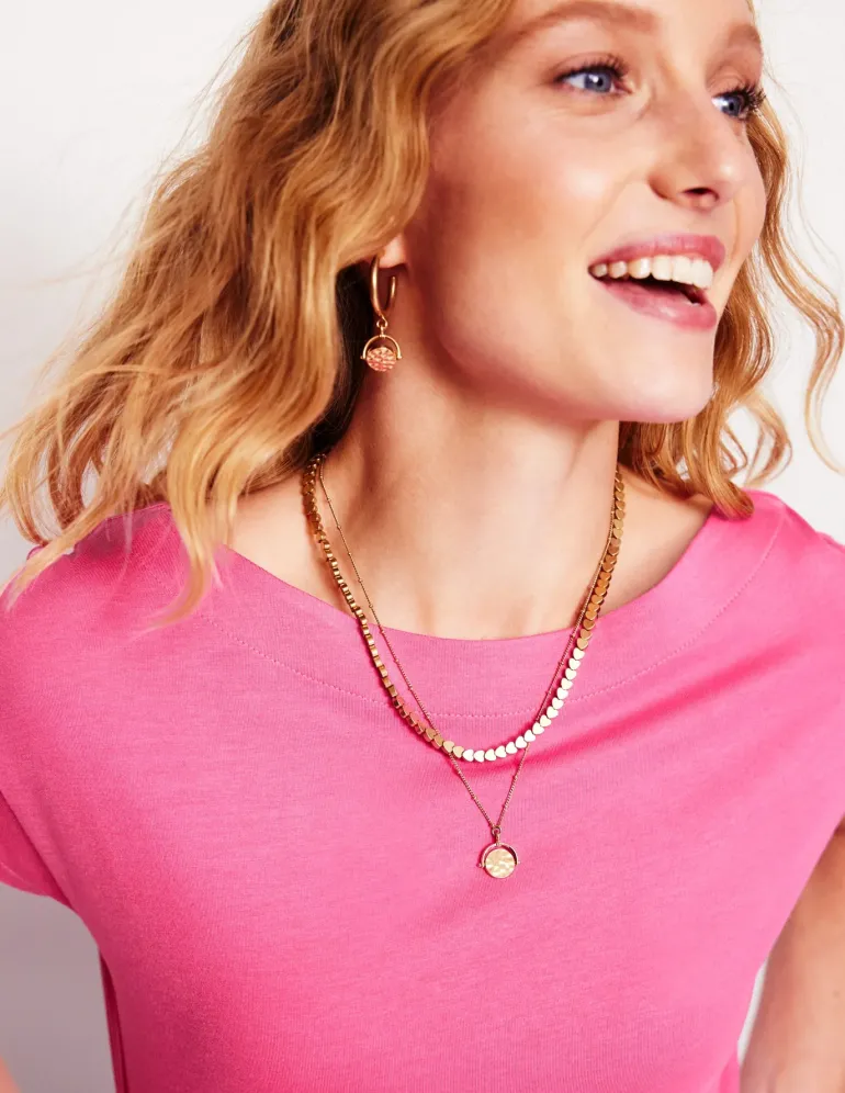 Supersoft Boat Neck T-Shirt-Tickled Pink-Boden Sale