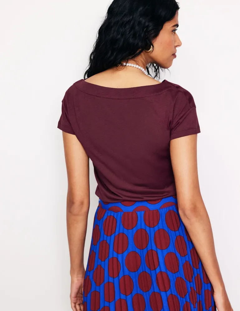 Supersoft Boat Neck T-Shirt-Deep Wisteria-Boden Fashion