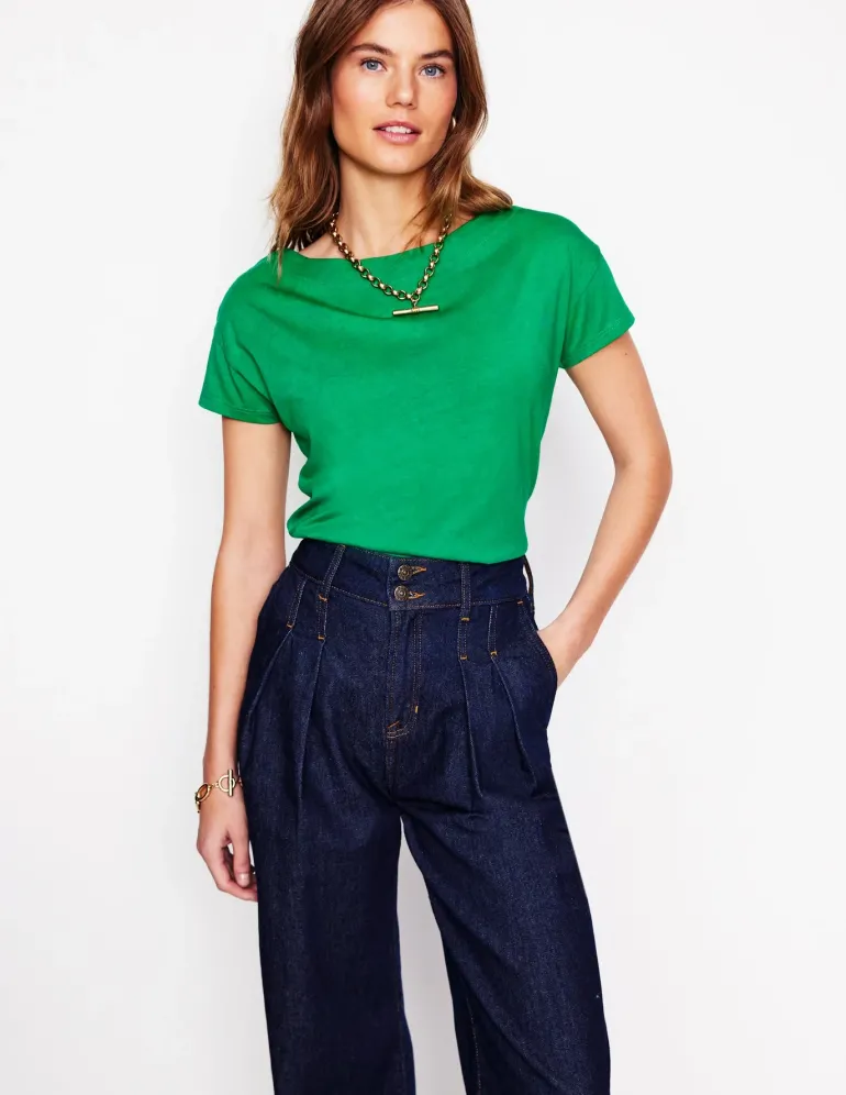 Supersoft Boat Neck T-Shirt-Rich Emerald-Boden Outlet