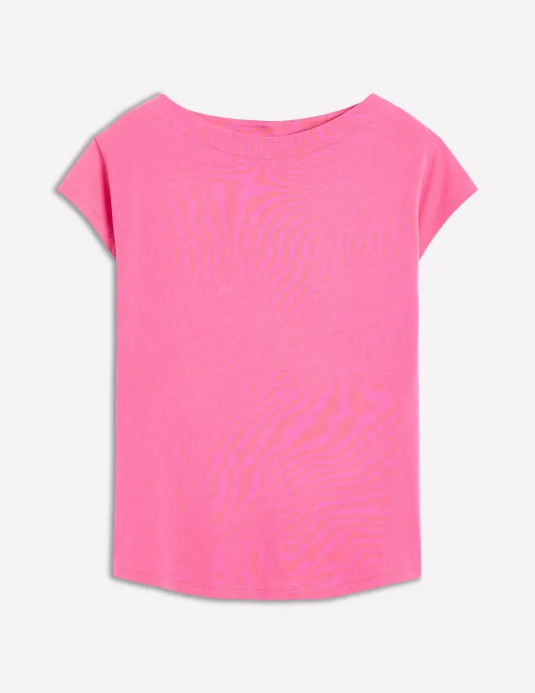 Supersoft Boat Neck T-Shirt-Tickled Pink-Boden Sale