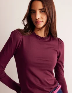 Supersoft Frill Detail Top-Deep Wisteria-Boden Discount
