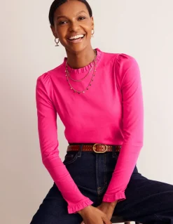 Supersoft Frill Detail Top-Cherry Jam-Boden Fashion