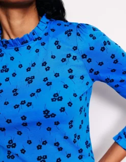 Supersoft Frill Detail Top-Kingfisher Blue , Fall Sprig-Boden Discount