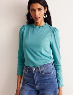 Supersoft Frill Detail Top-Blue Grass-Boden Flash Sale