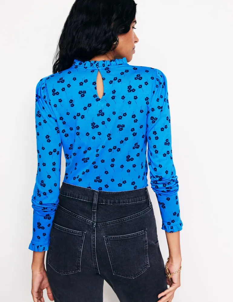Supersoft Frill Detail Top-Kingfisher Blue , Fall Sprig-Boden Discount