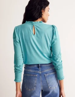 Supersoft Frill Detail Top-Blue Grass-Boden Flash Sale
