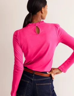 Supersoft Frill Detail Top-Cherry Jam-Boden Fashion