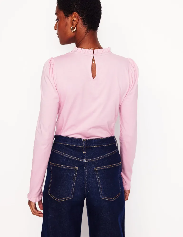 Supersoft Frill Detail Top-Soft Lavender-Boden Clearance