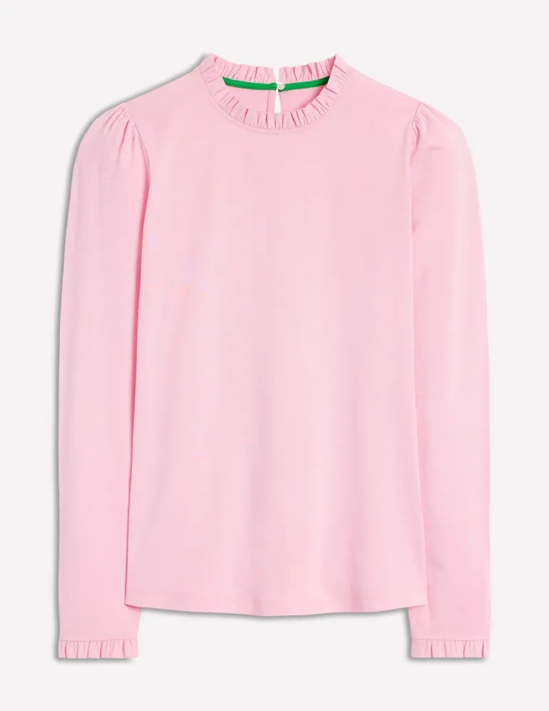 Supersoft Frill Detail Top-Soft Lavender-Boden Clearance