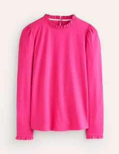 Supersoft Frill Detail Top-Cherry Jam-Boden Fashion
