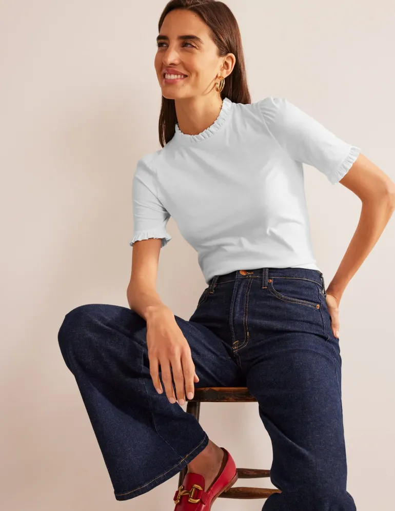 Supersoft Frill Detail T-shirt--Boden Sale