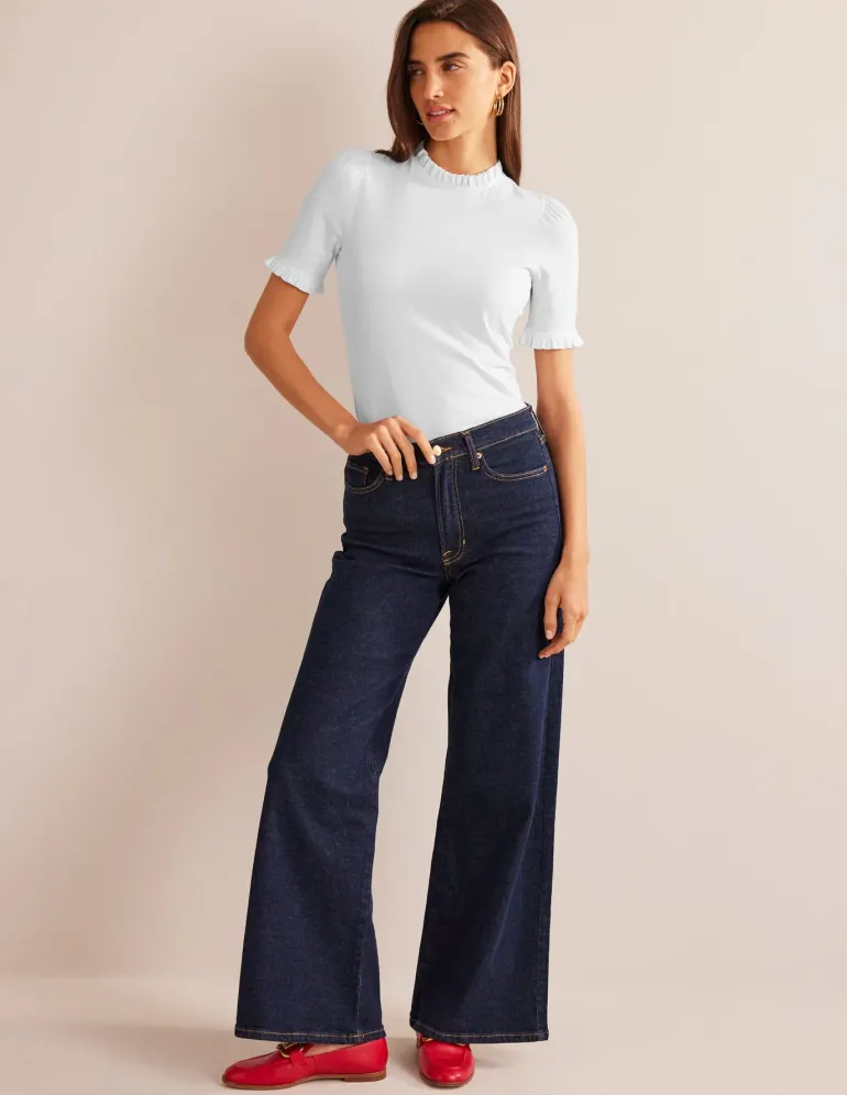 Supersoft Frill Detail T-shirt--Boden Sale