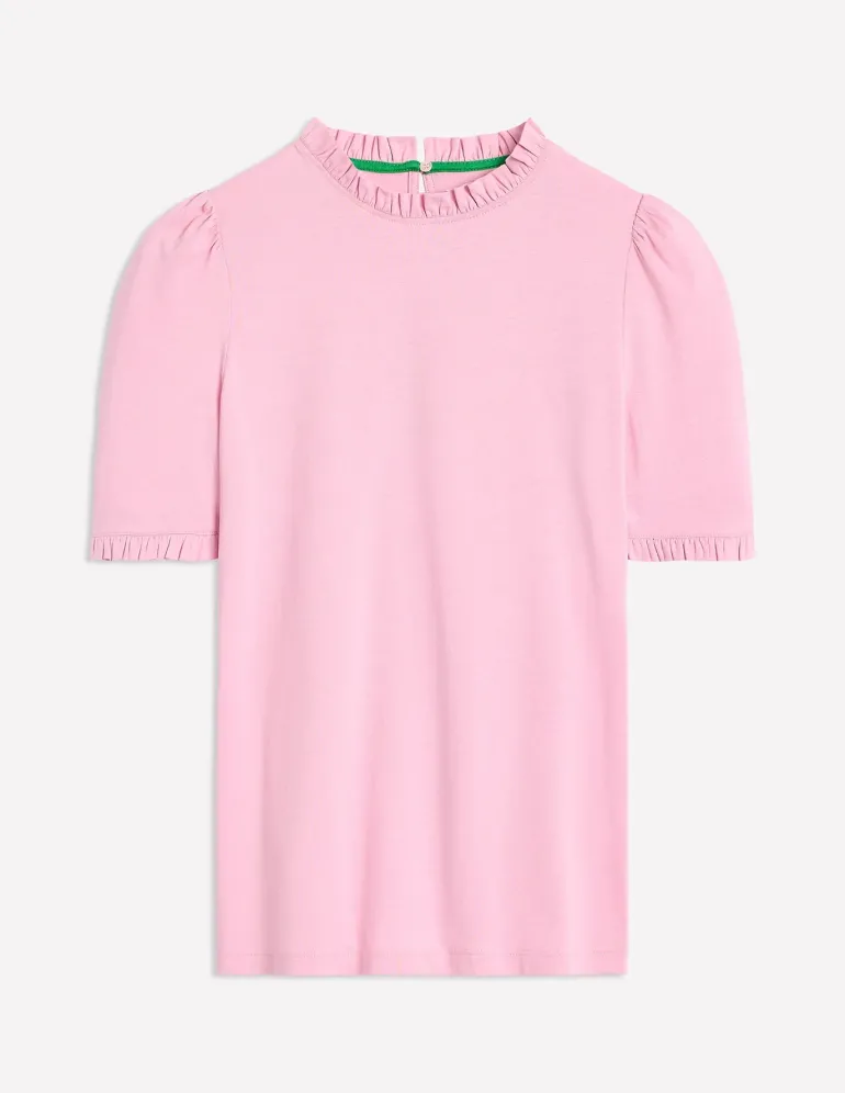 Supersoft Frill Detail T-shirt-Soft Lavender-Boden Shop