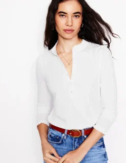 Supersoft Frill Henley Top--Boden Fashion