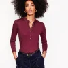 Supersoft Frill Henley Top-Deep Wisteria-Boden Outlet