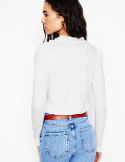 Supersoft Frill Henley Top--Boden Fashion