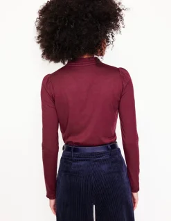 Supersoft Frill Henley Top-Deep Wisteria-Boden Outlet