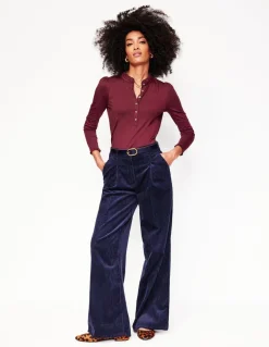 Supersoft Frill Henley Top-Deep Wisteria-Boden Outlet