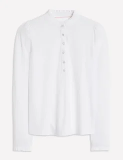 Supersoft Frill Henley Top--Boden Fashion