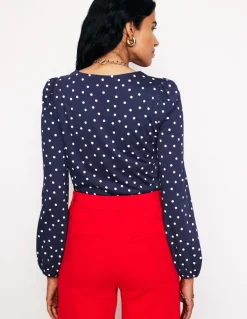 Supersoft Long Sleeve Top-French Navy, Sparse Spot-Boden Hot
