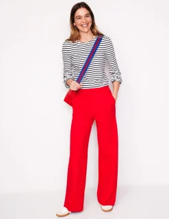 Supersoft Long Sleeve Top-Ivory, Navy-Boden Cheap