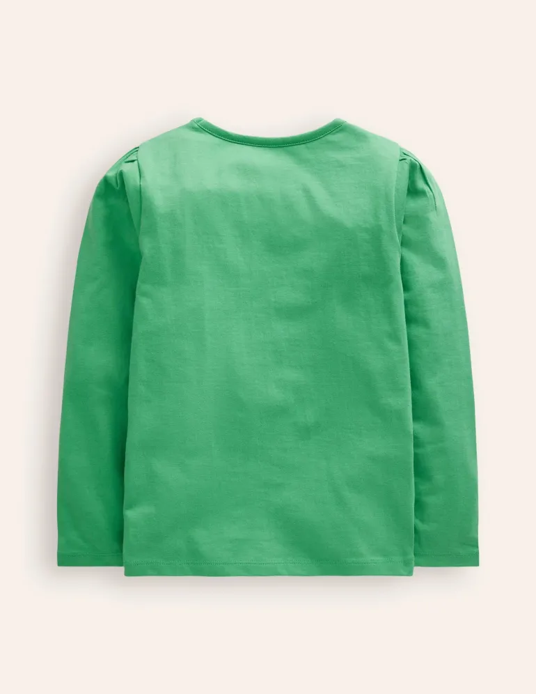 Superstitch Puff Sleeve Top-Jade Bunnies-Boden Outlet