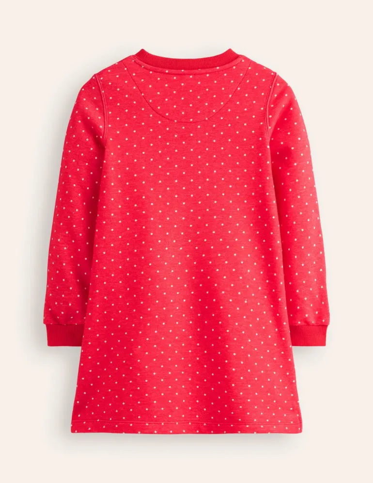 Sweatshirt Appliqué Dress-Rose Pink Pin Spot Animals-Boden Discount
