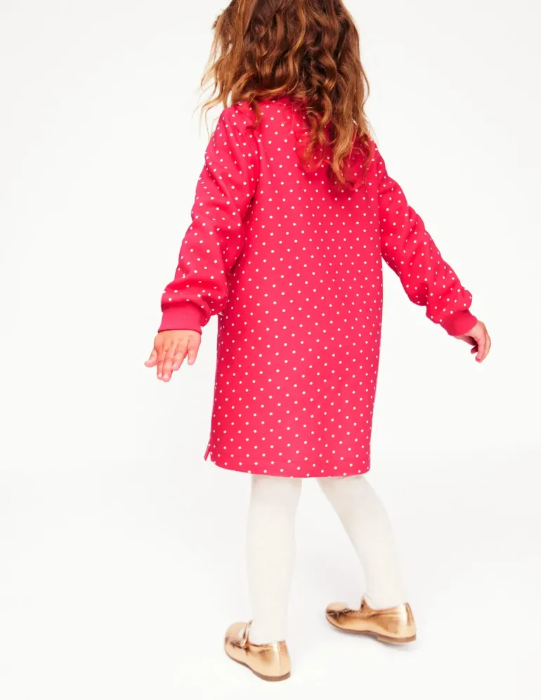 Sweatshirt Appliqué Dress-Rose Pink Pin Spot Animals-Boden Discount