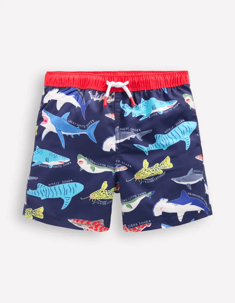 Swim Shorts-College Navy Sharks-Boden Online