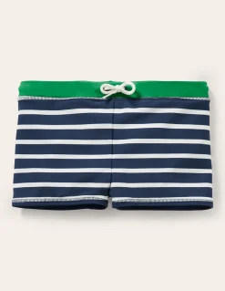 Swim Trunks-Navy Blue/White-Boden Clearance