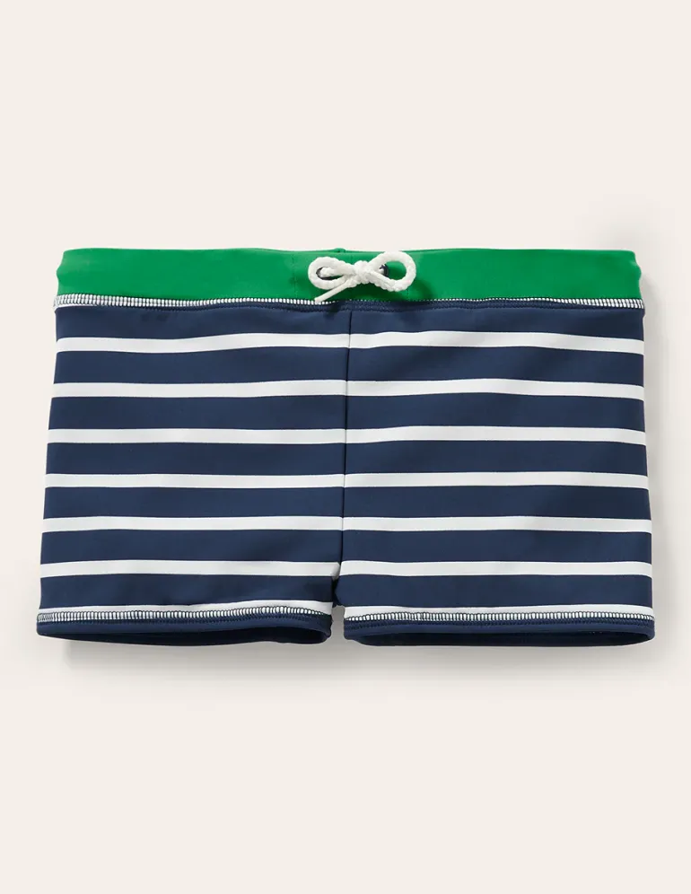 Swim Trunks-Navy Blue/White-Boden Clearance