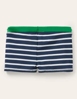 Swim Trunks-Navy Blue/White-Boden Clearance