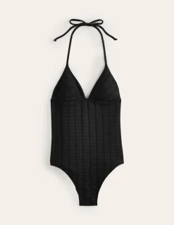 Symi String Swimsuit-Black Floral Texture-Boden Store