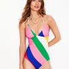Symi String Swimsuit-Multi, Rainbow Cascade-Boden Clearance