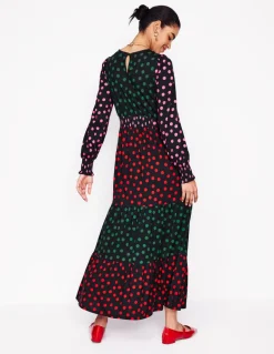 Tabitha Tiered Jersey Dress-Multi, Abstract Dot-Boden Best