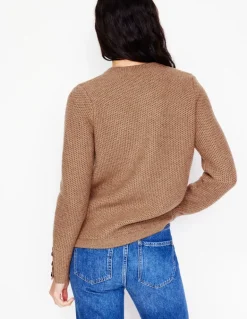 Textured Stitch Cardigan-Praline Brown-Boden Online