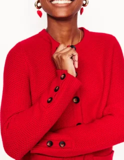 Textured Stitch Cardigan-Rouge Red-Boden Flash Sale