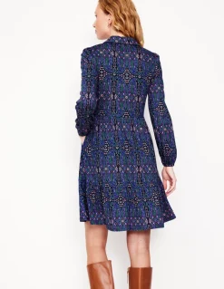 Tiered Jersey Shirt Dress-Navy, Paisley Bud Variation-Boden Online