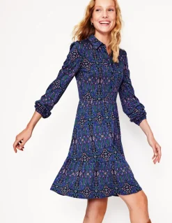 Tiered Jersey Shirt Dress-Navy, Paisley Bud Variation-Boden Online