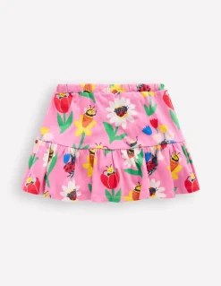 Tiered Jersey Skort-Sugared Lilac Spring Garden-Boden Outlet