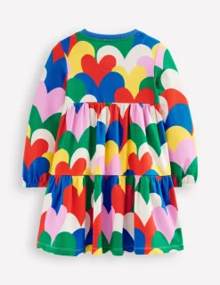 Tiered Sweatshirt Dress-Multi Collage Hearts-Boden Clearance
