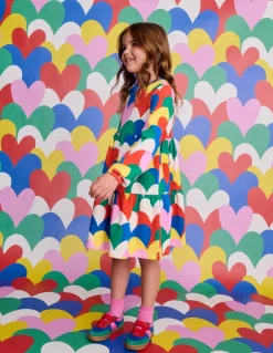 Tiered Sweatshirt Dress-Multi Collage Hearts-Boden Clearance