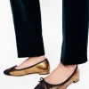 Toe Cap Ballet Flat-Bronze Metallic Leather-Boden Cheap