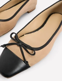 Toe Cap Ballet Flat-Macchiato Suede-Boden Clearance
