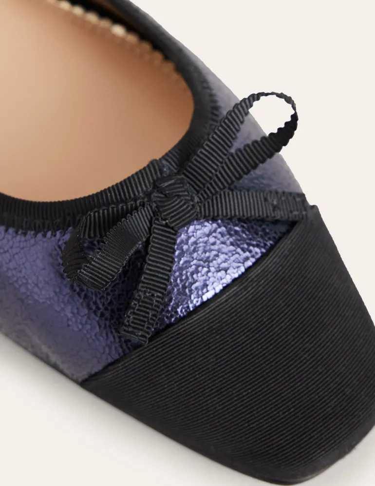Toe Cap Ballet Flat-Navy Crackle Leather-Boden Shop