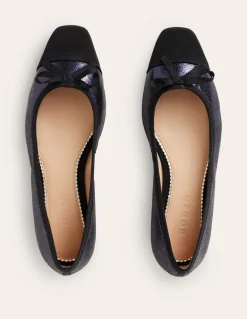Toe Cap Ballet Flat-Navy Crackle Leather-Boden Shop